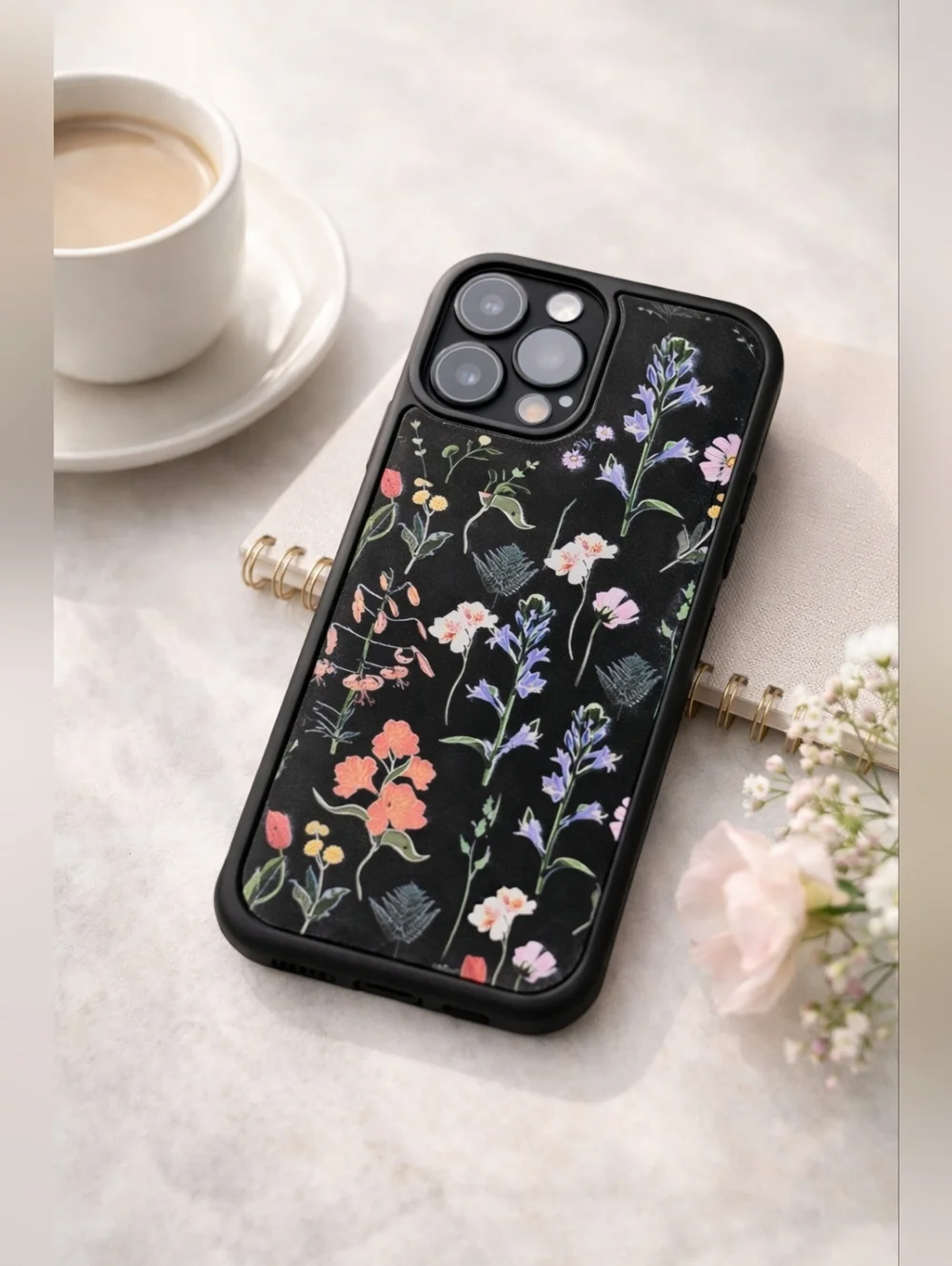 uColor iPhone 16 Pro Case 6.3” Black‎ Floral MagSafe Compatible Drop Protection